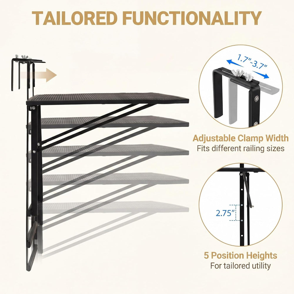 Tangkula 31.5" Folding Balcony Railing Table for 1.7"-3.7" Thick