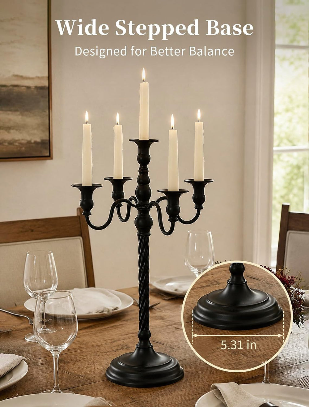 Romadedi Black Halloween Candle Holder: 2pcs 22-Inch Tall Candelabra