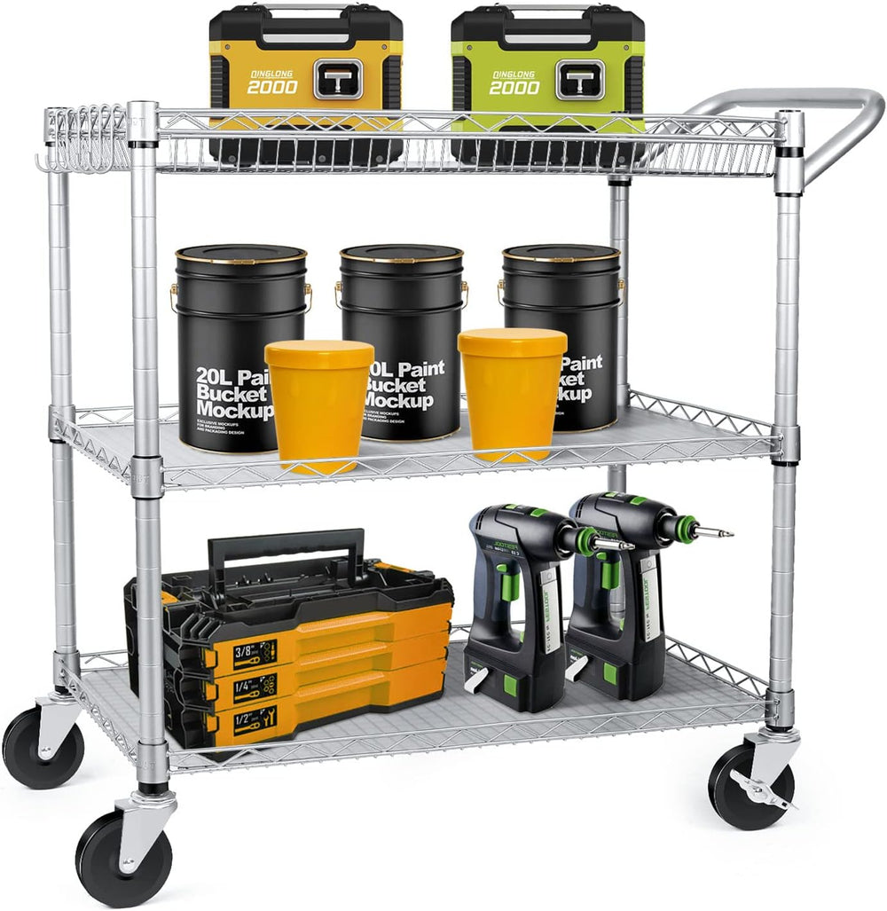 990Lbs Capacity Heavy Duty Rolling Utility Cart, NSF Rolling Carts with Wheel...