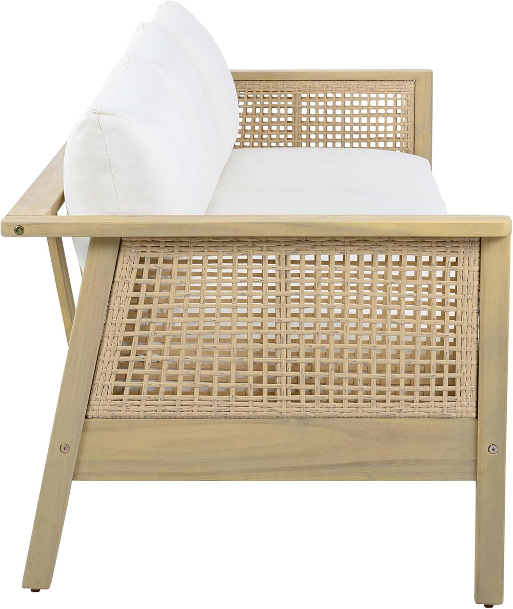 Christopher Knight Home Teras Acacia Wood Outdoor 3 Seater Sofa with PE Wicke...