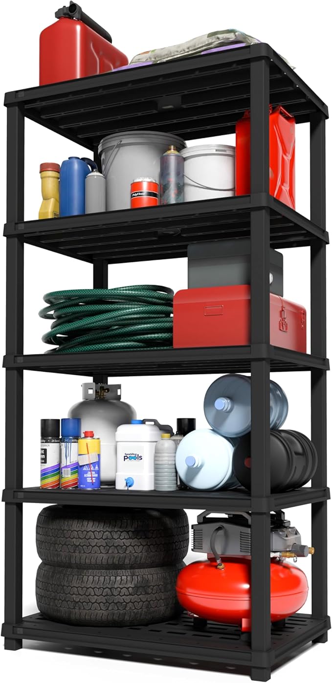 IRIS USA 5-Shelf Extra Heavy Duty Deep Plastic Storage Shelves, 1000lb Capaci...