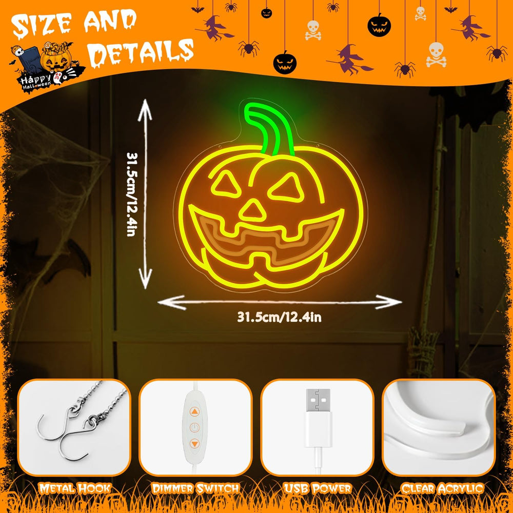 Flashing Jack-O'-Lantern Neon Sign Halloween Animated Pumpkin Led