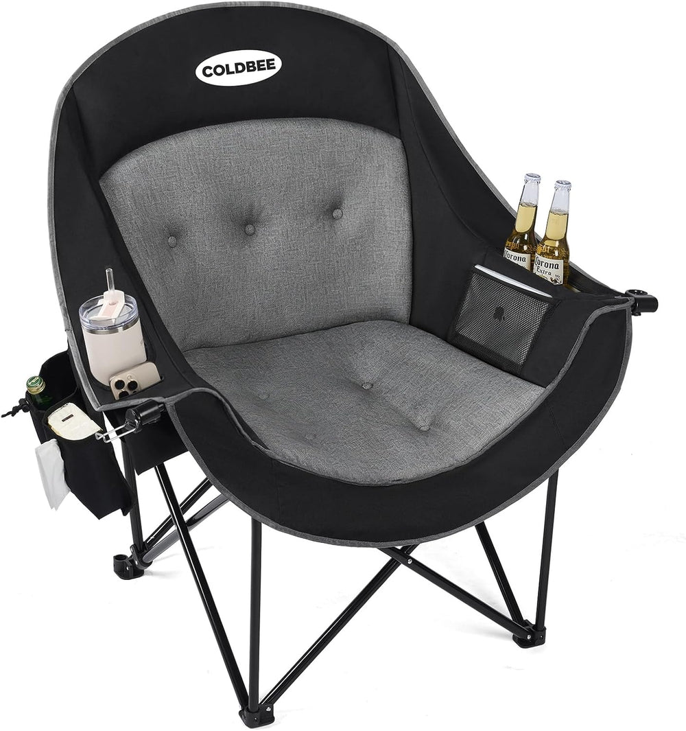 Oversized Camping Chairs for Adults - Heavy Duty Padded Outdoor Camp Chair