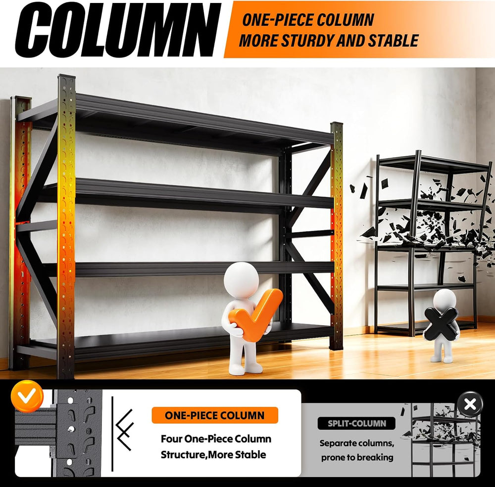 79" W Garage Shelving Heavy Duty Metal Storage Shelves, 4-Tier Garage St...