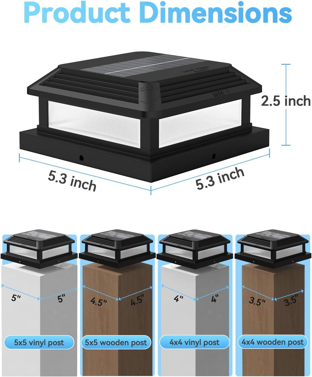 Solar Post Cap Lights with Remote, 9 Colors 3 Modes Changing Solar Deck Light...