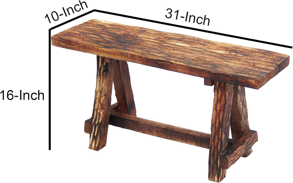 The Urban Port Wooden Garden Patio Bench, Cappuccino Brown