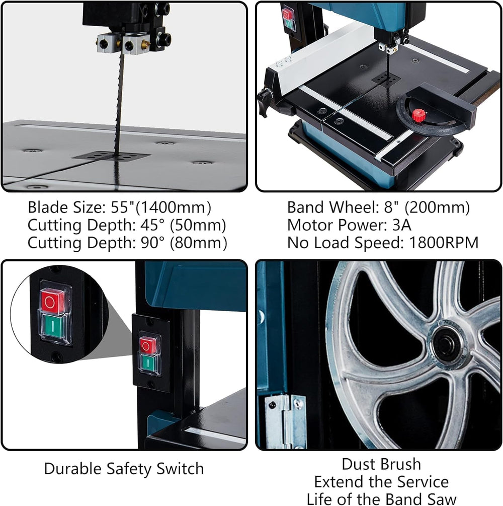 PioneerWorks 8-Inch Bandsaw, 3-Amp Band Saw, 1800FPM Benchtop Bandsaw with Re...