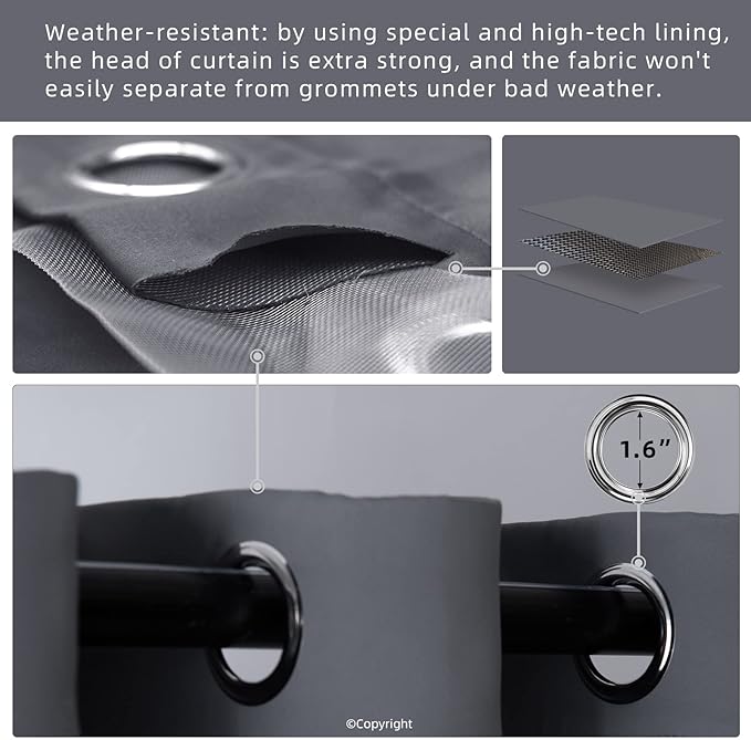 DIVA EN CAMINO DEC Outdoor Patio Curtain Waterproof Darkening Thermal Insulat...