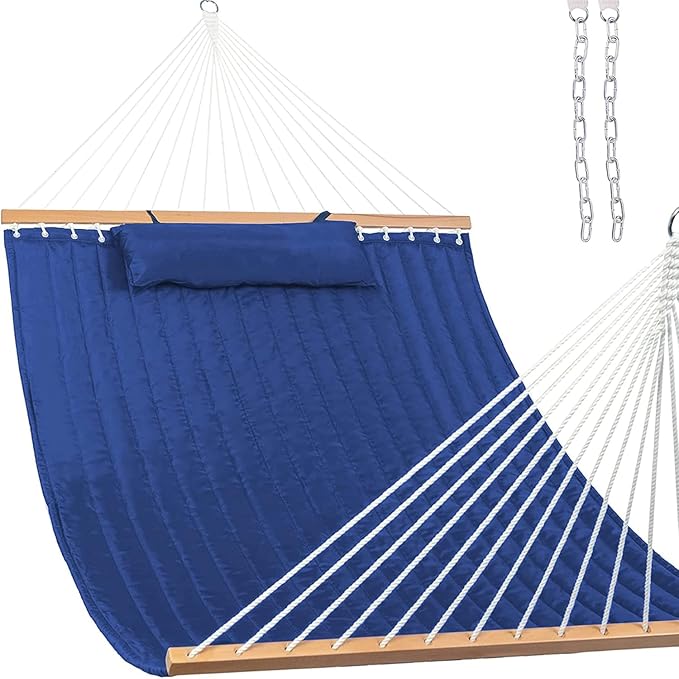 Lazy Daze Hammocks 12 FT Double Quilted Fabric Hammock with Spreader Bar and ...