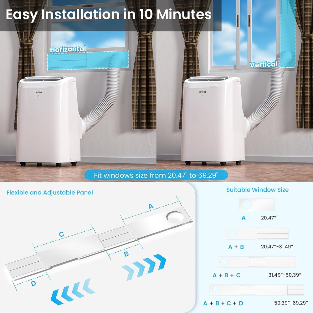 ZAFRO Portable Air Conditioner, 12000 BTU(8000 BTU SACC), 72H Drainage-free