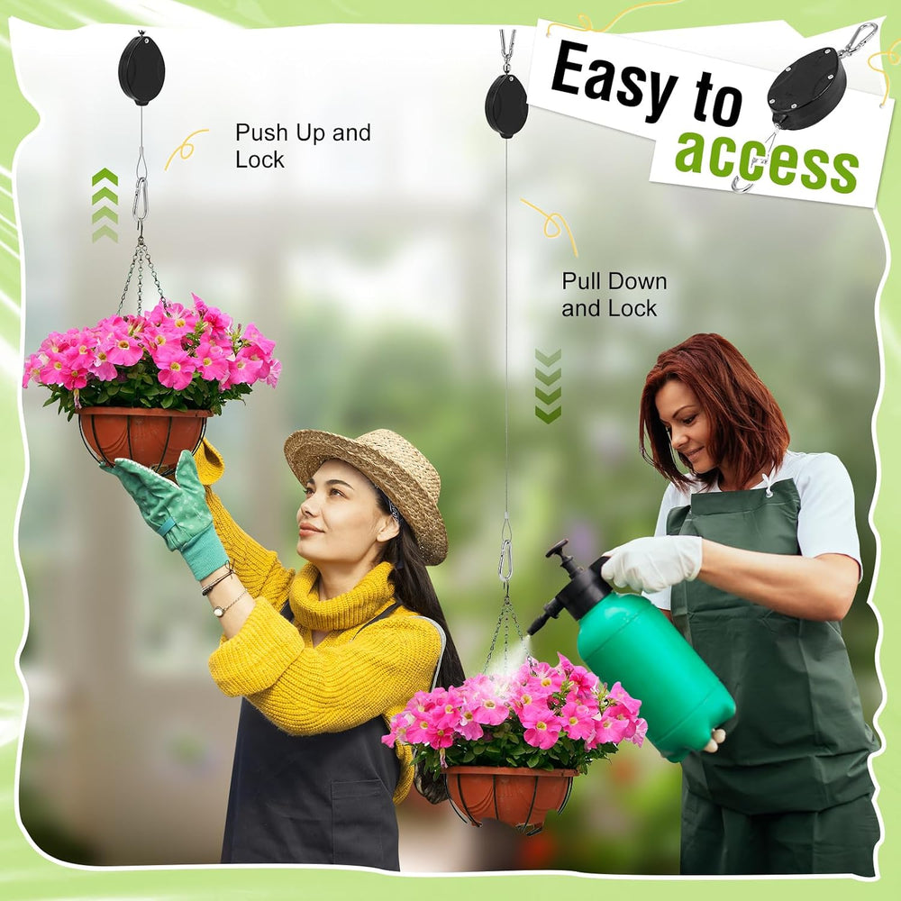 Plant Pulleys for Hanging Plants, Heavy Duty Retractable Hangers, 304 Stainle...