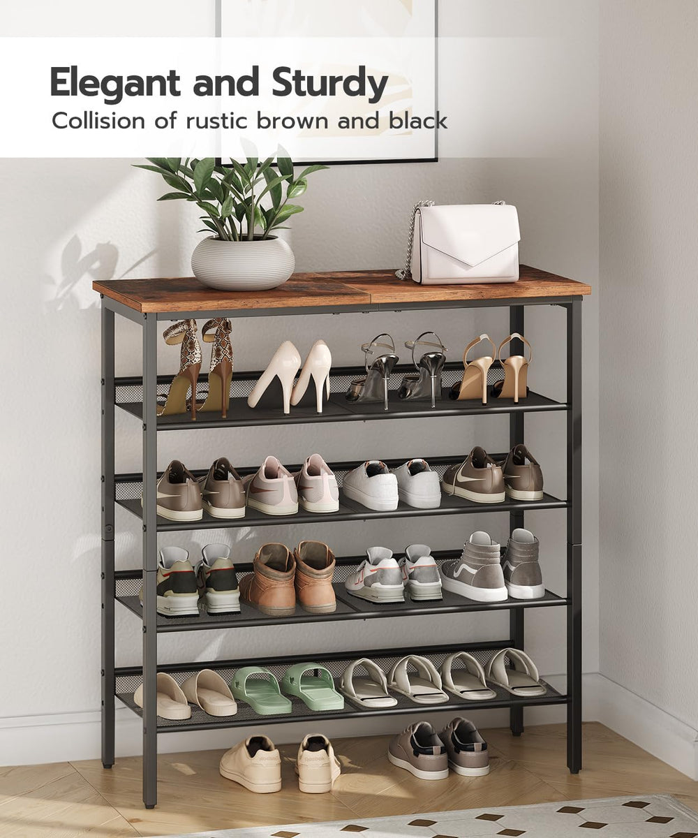 HOOBRO Shoe Rack for Entryway, 5-Tier Shoe Organizer with Adjustable Mesh She...