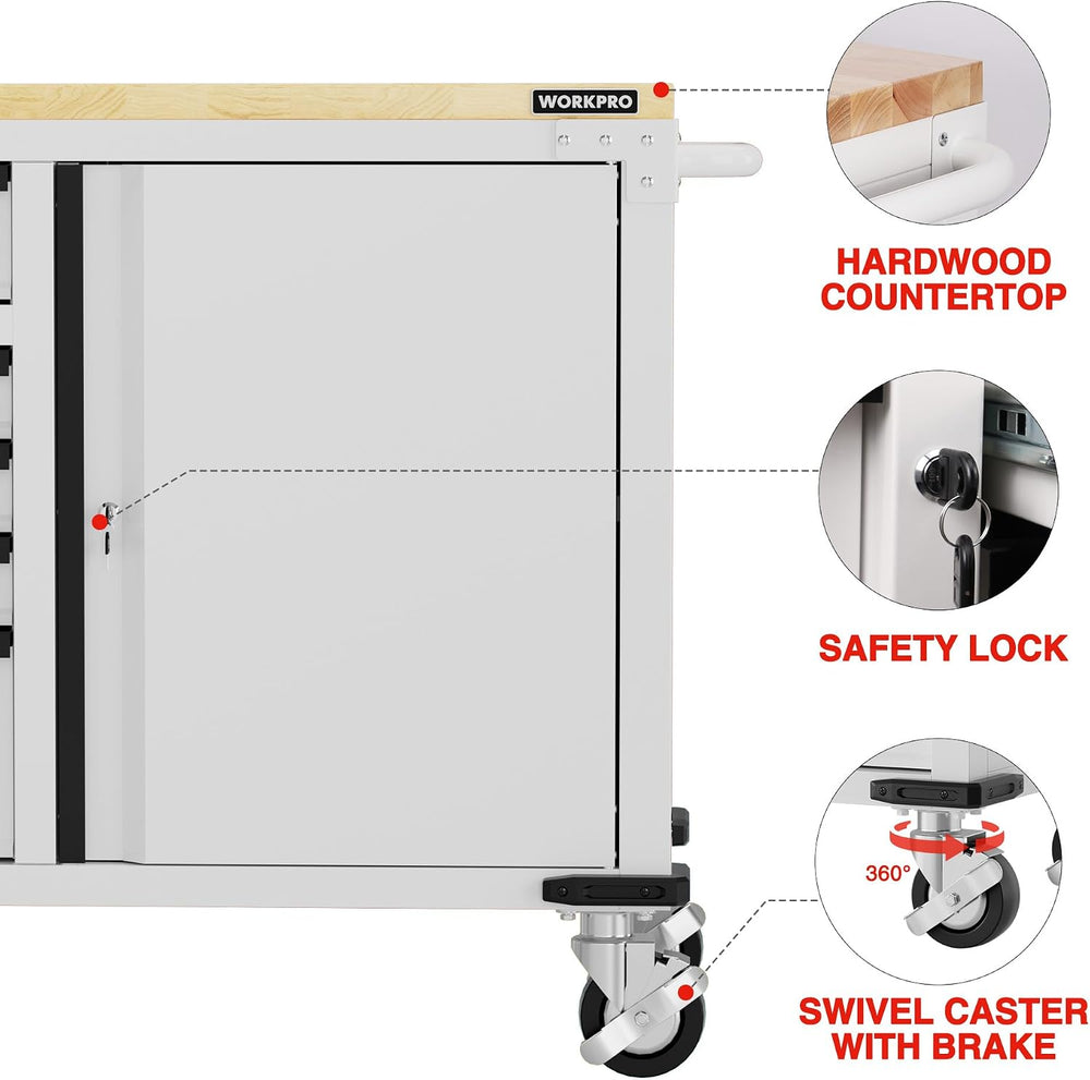 WORKPRO 72" x 22" Rolling Tool Cabinet, 9-Drawer & 1-Door