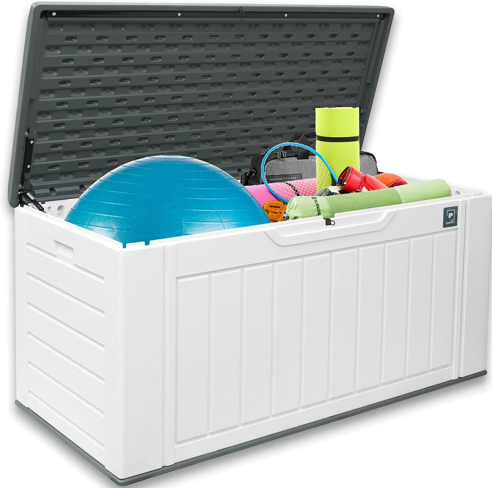 230 Gallon Large Deck Box, Durable Waterproof Resin Deck Box for Patio Furnit...