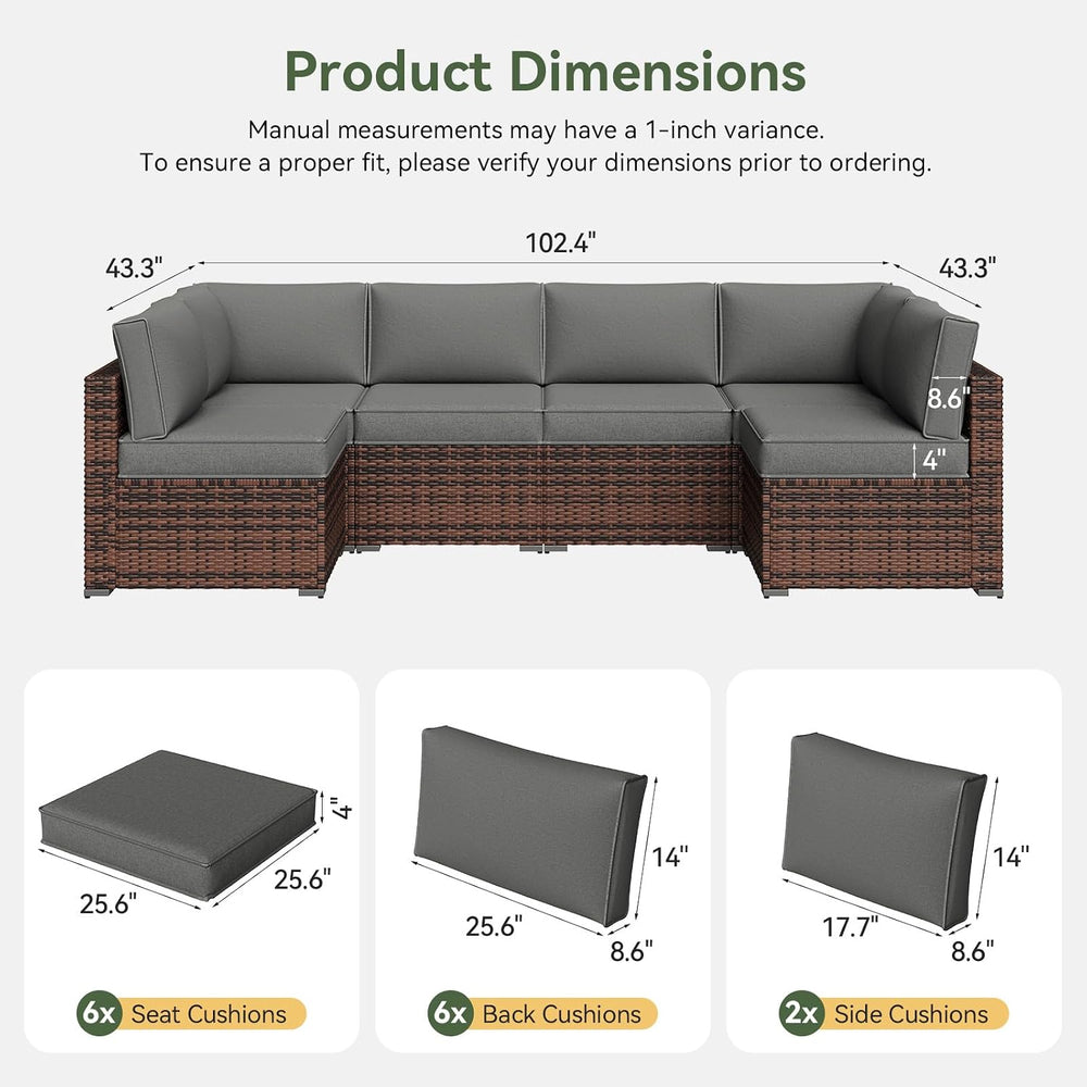 Aoxun Outdoor Replacement Cushions for Patio Furniture, Waterproof Sofa Cushi...