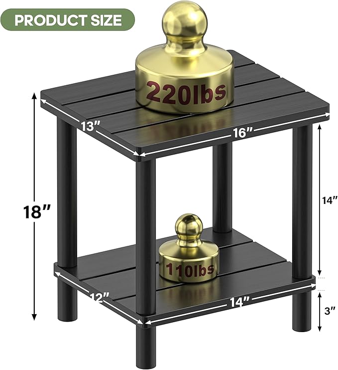 Outdoor Side Table, 2-Tier Small Outdoor Table for Patio, Adirondack Side Tab...