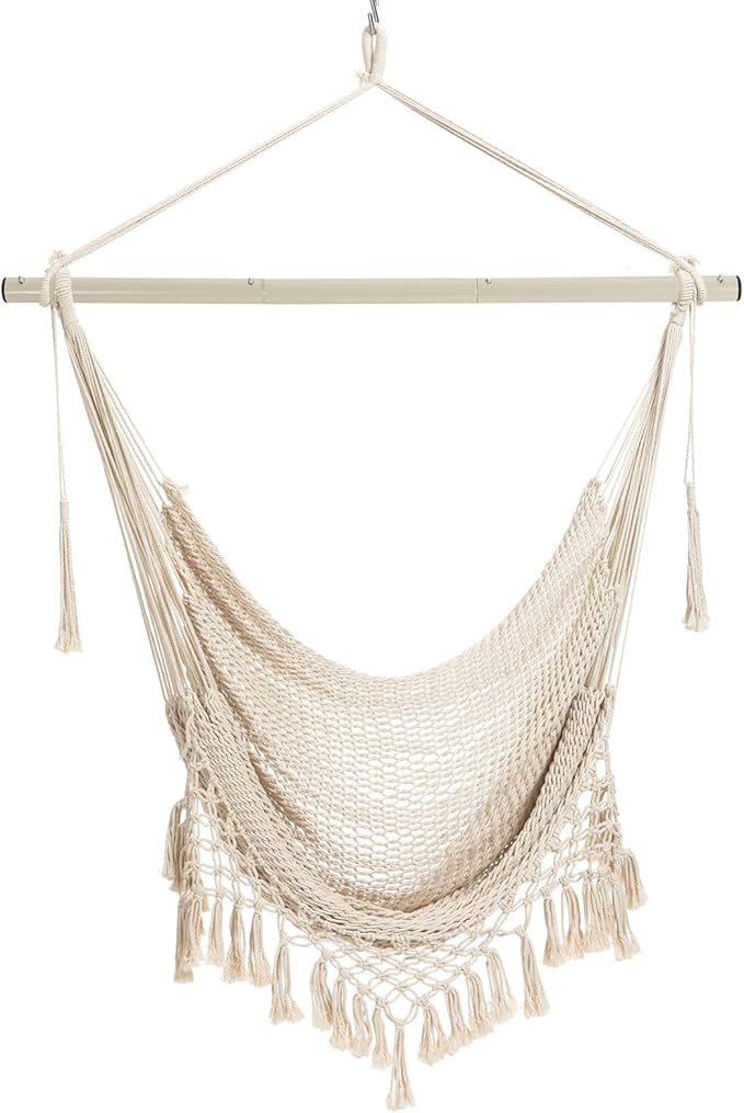 Hammock Chair,Max 330lbs, Large Hanging Chair, Soft Cotton Rope Swing Chair w...