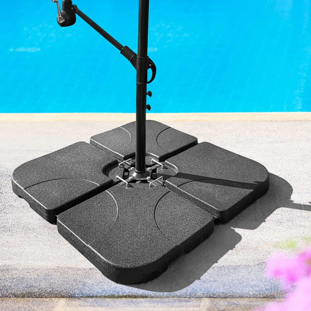 KANAGAWA 4PCS Square Offset Umbrella Base Heavy Duty Plastic Cantilever Patio...