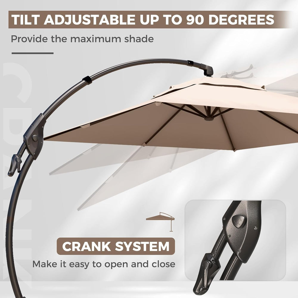 Grand patio 10x13 FT Large Cantilever Umbrella with Base & Cover, Champagne