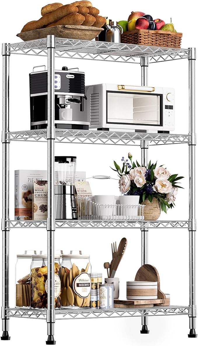 1000 lbs Storage Shelving 4-Tier Utility Shelving Unit Steel Organizer Wire R...