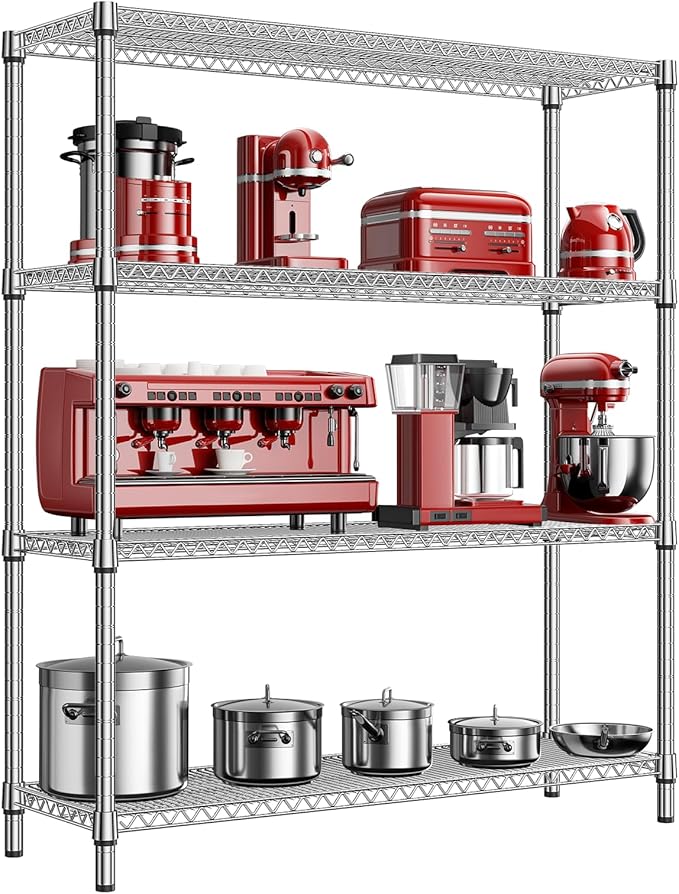 2800 LBS 59" W 4 Tier Storage Shelves Rack Metal Wire Shelving Unit, Sto...