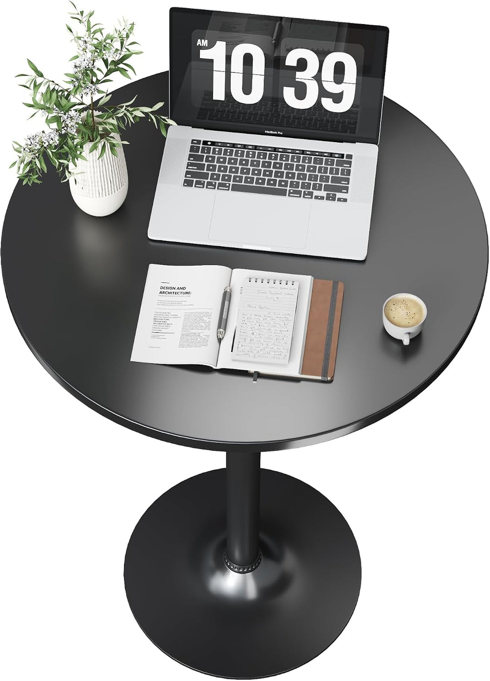 Flamaker Round Bistro Pub Table Modern Style Metal Base MDF Top Cocktail Bar ...