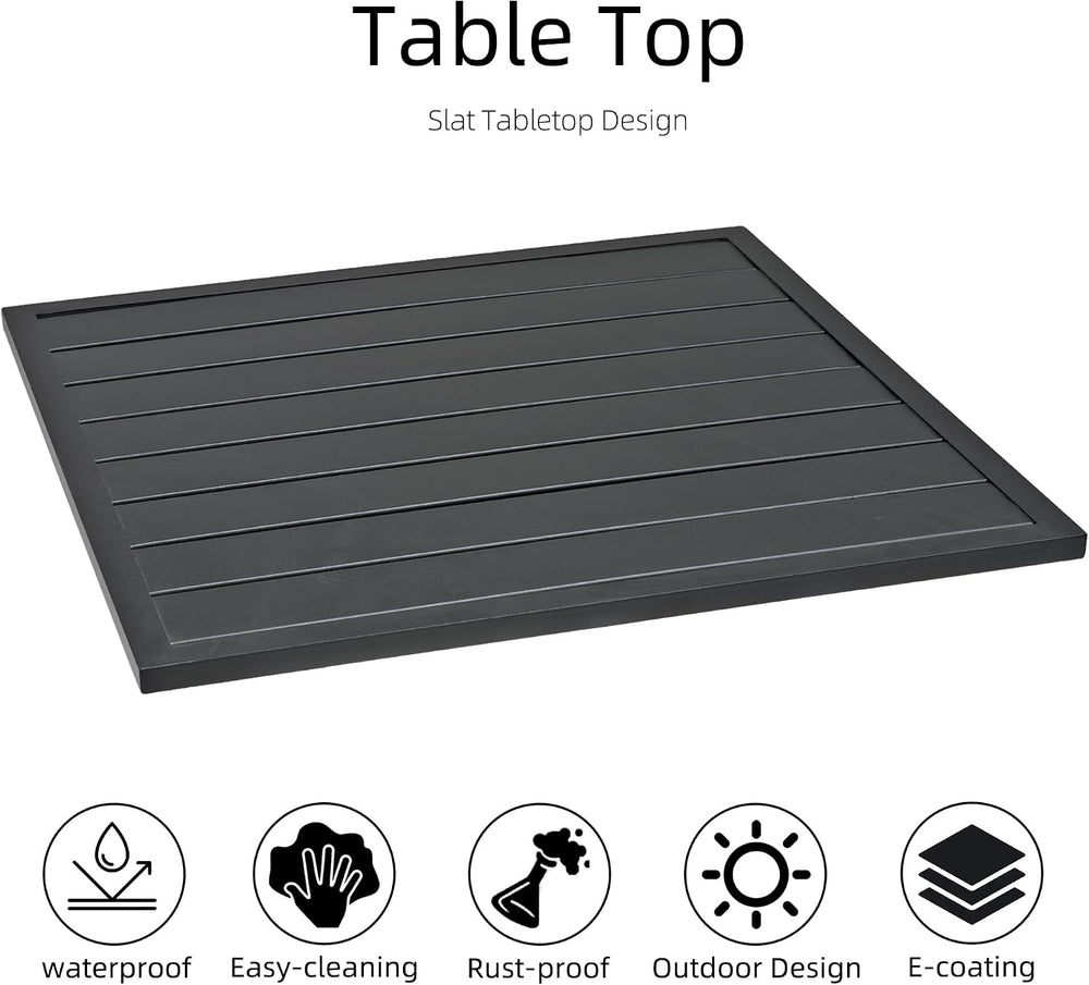 Outdoor Bistro Set for 2, Stackable Chairs & Square Table, Gray