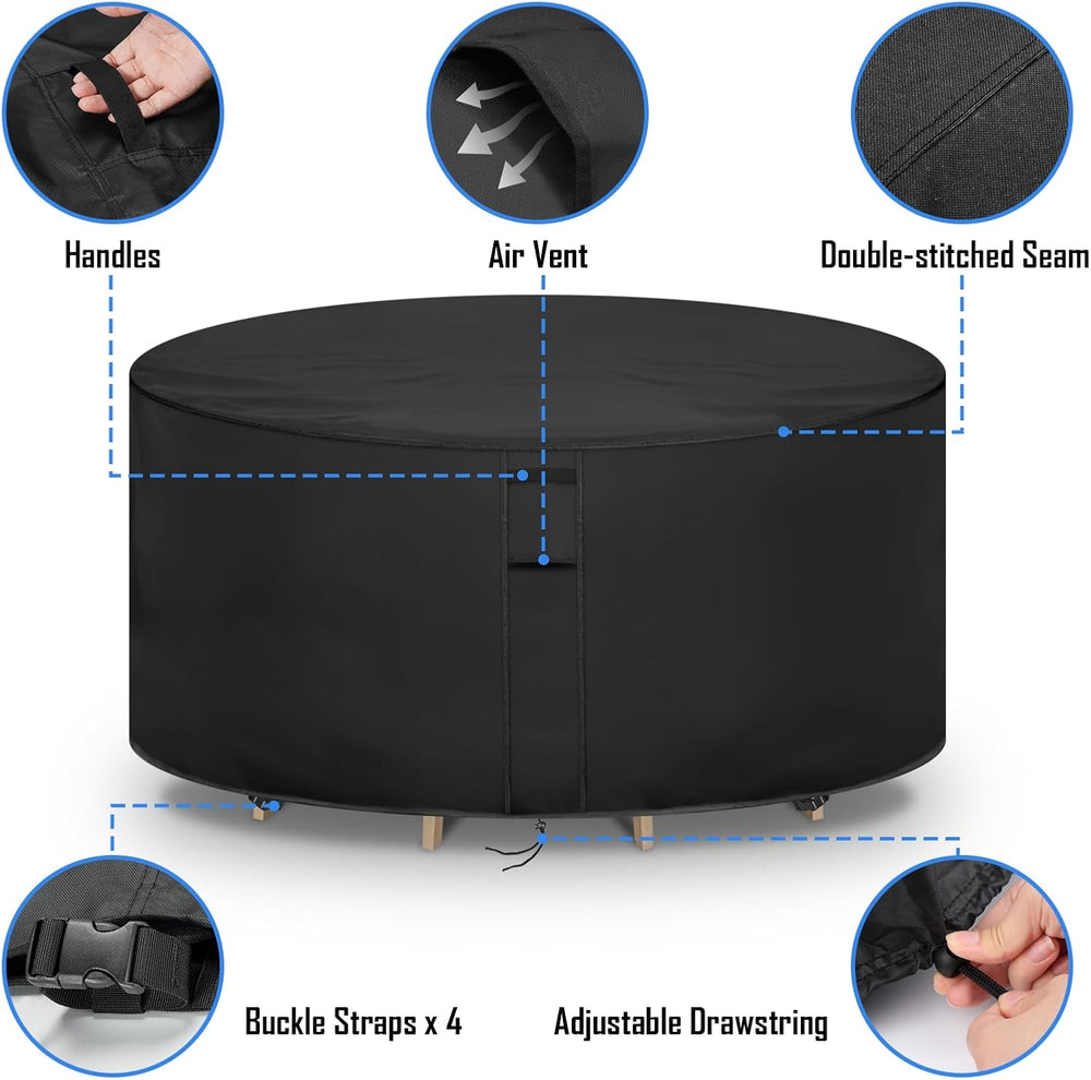 Round Patio Furniture Covers Waterproof, 96" Dia x 36" H