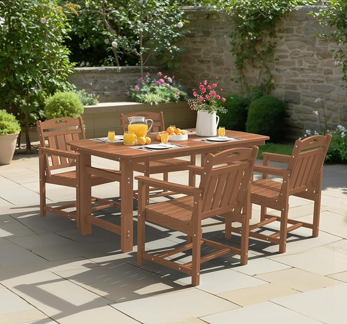 Ciokea Outdoor Patio Dining Chair Set of 2, HDPE Porch Chairs for Dining Tabl...