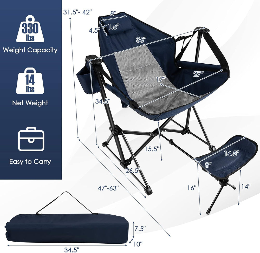 KOTEK Hammock Chair, Portable Camping Chair with Retractable Footrest, Adjust...