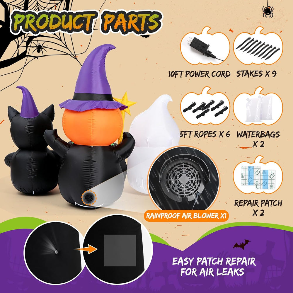 7FT Halloween Inflatables Costumed Pumpkin Trio Party Yard Decoration