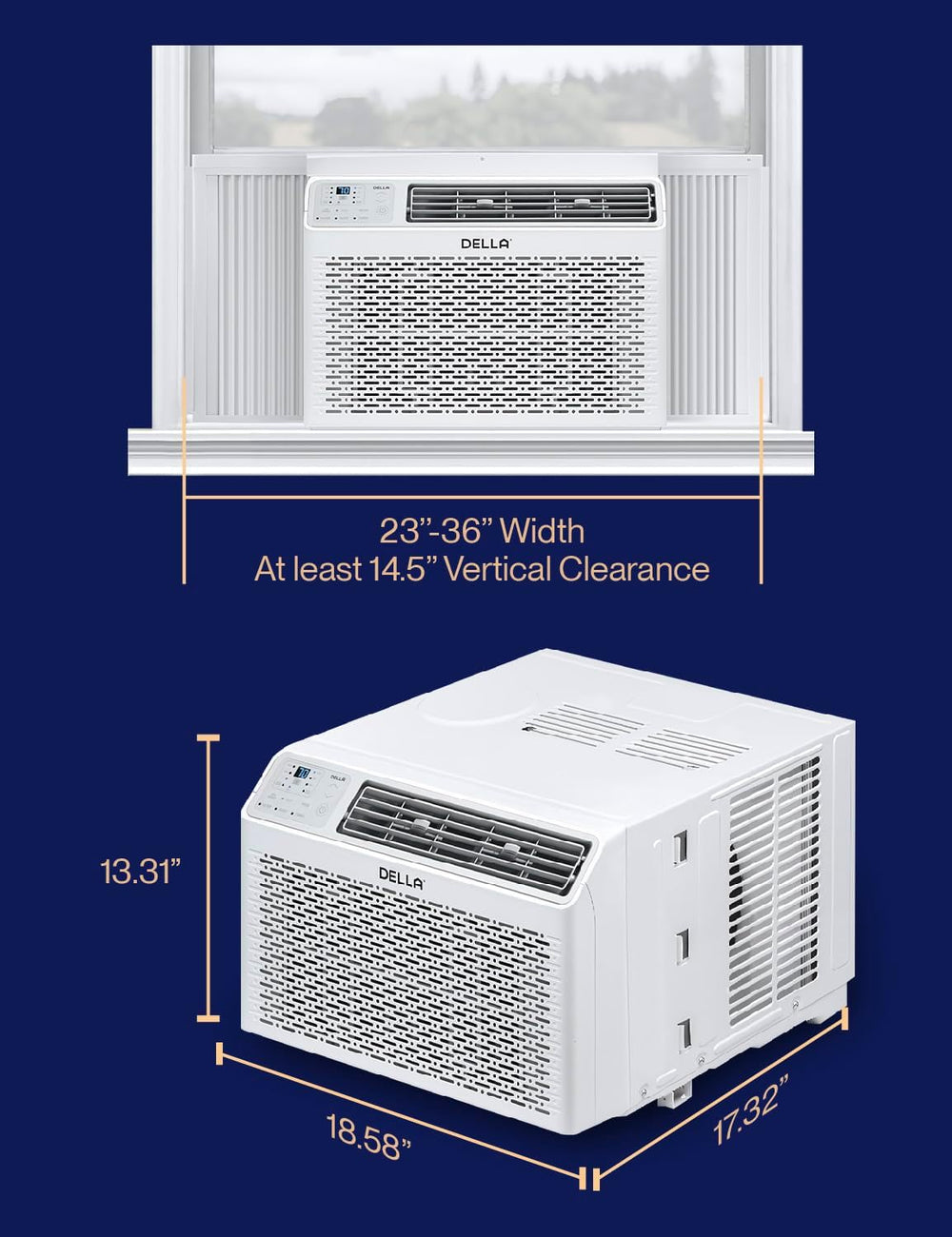 DELLA 10000 BTU Energy Saving Window Air Conditioner, Work with Alexa, Cools ...
