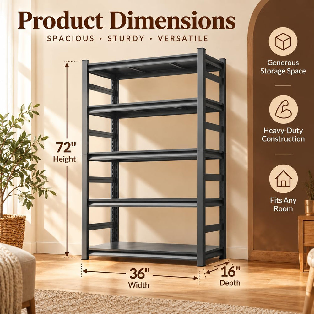 Metal Book Shelf Adjustable Heavy Duty Bookshelf with Tool-Free Assembly