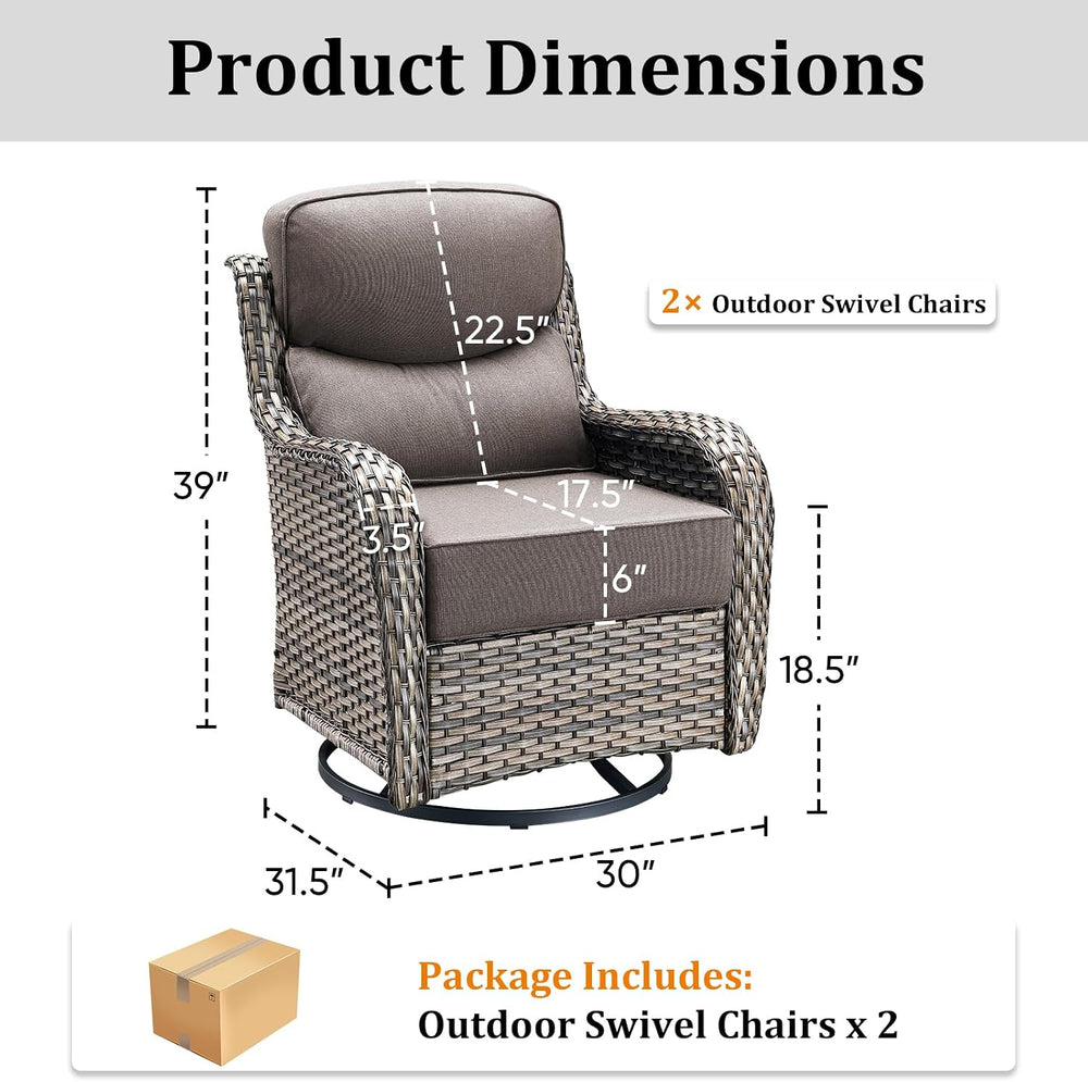 Luxury Outdoor Patio Furniture Set with 6-Inch Thick Cushions, Grey