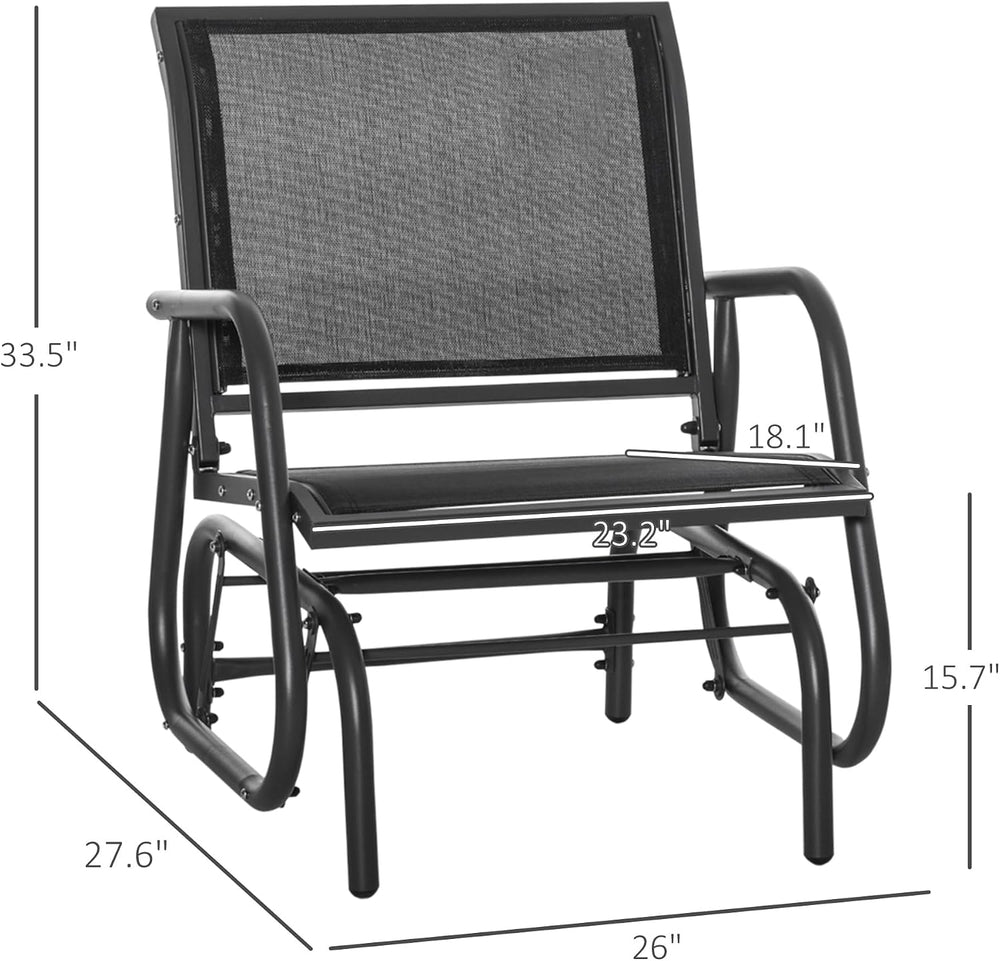 Outsunny Porch Glider Set of 2 Steel Frame Black