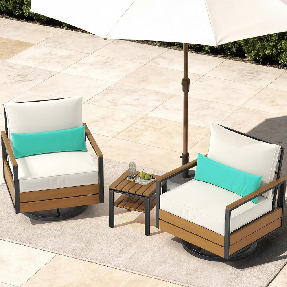 Sikaic 3 Piece Patio Bistro Set, Outdoor Furniture Set, White