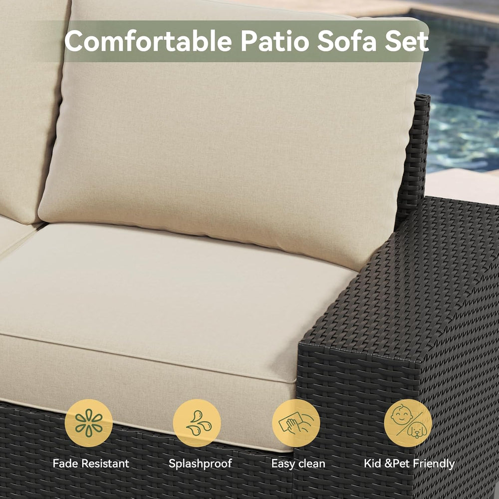 Aoxun 10-Piece Widen Armrests Patio Furniture Set with 44" Fire Pit Table