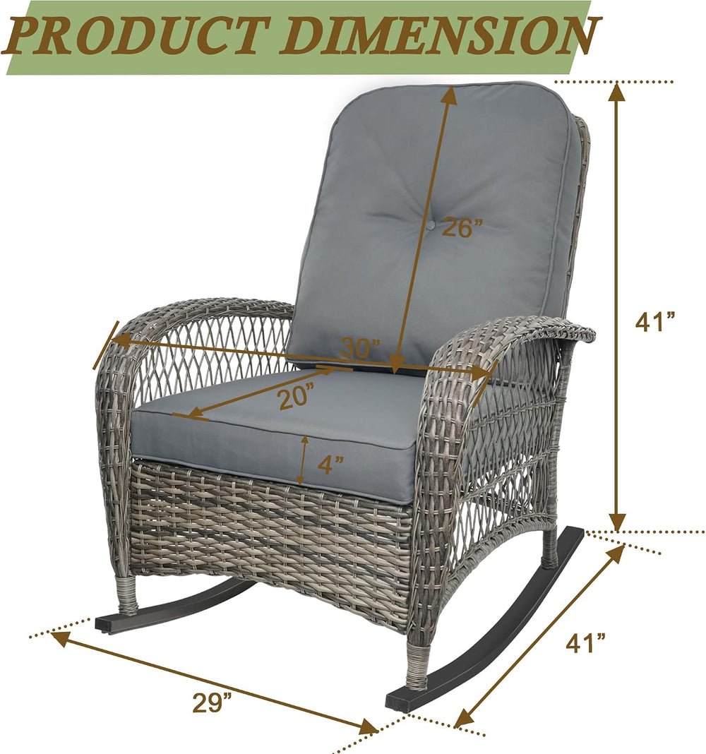 Outdoor Wicker Rocking Chair, All Weather Resin Rattan Wicker Rocking Chairs,...