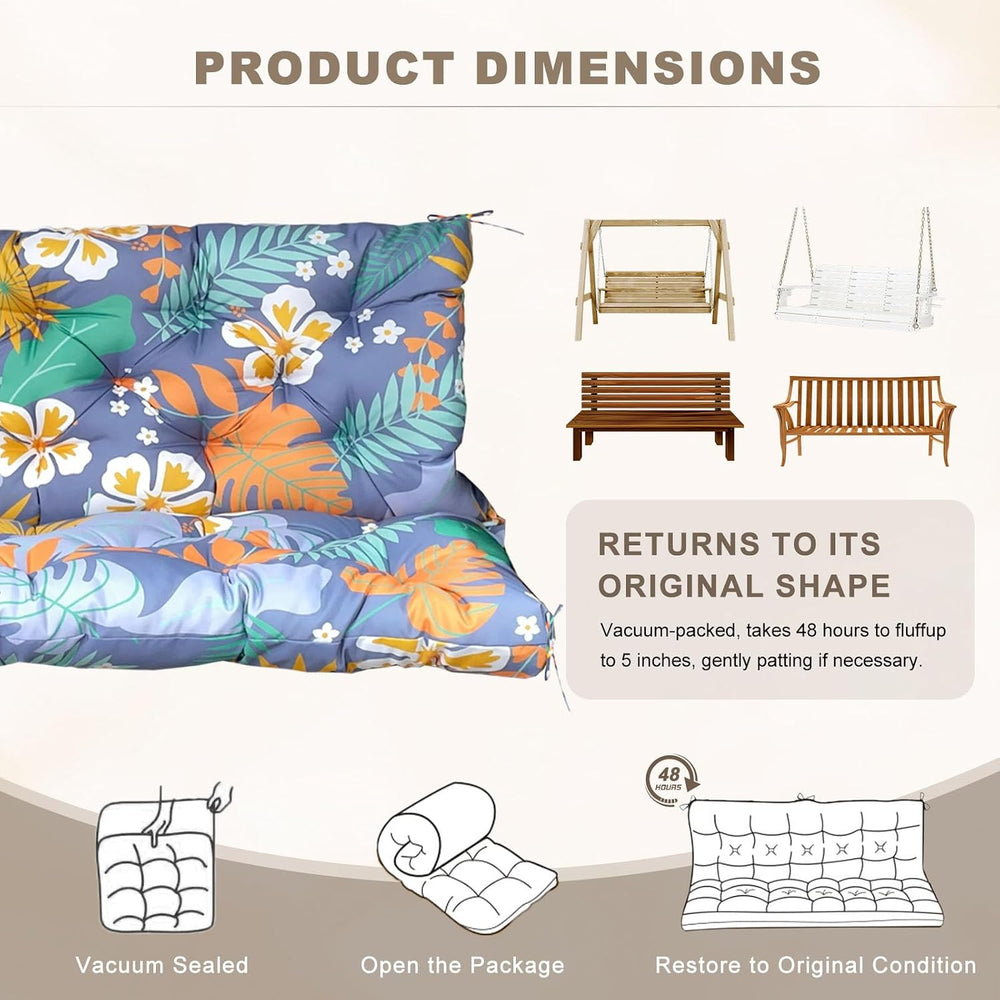 Porch Swing Cushion with Backrest,Waterproof Bench Cushion for Outdoor Furnit...