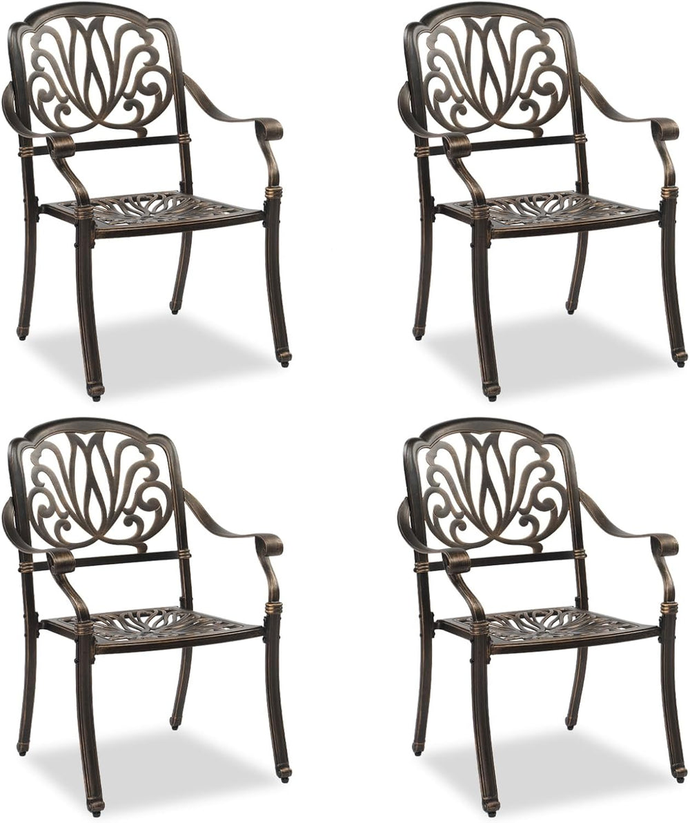 VINGLI Outdoor Dining Chairs Set of 4 Aluminum Patio Chairs, Cast Aluminum Pa...