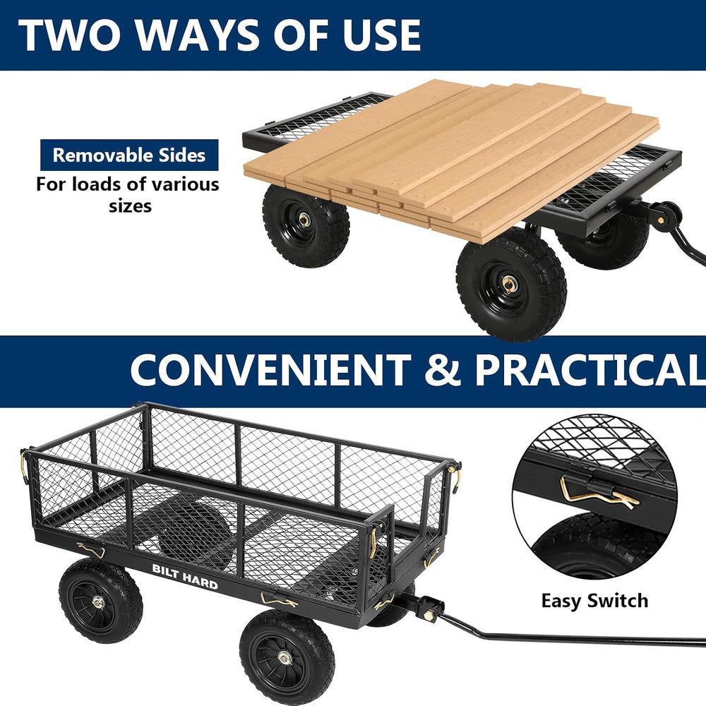 BILT HARD 10" Flat Free Tires Heavy Duty Garden Cart with 180° Rotating ...