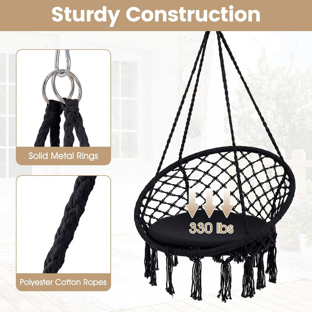 Happygrill Hammock Swing Chair with Round Seat Cushion