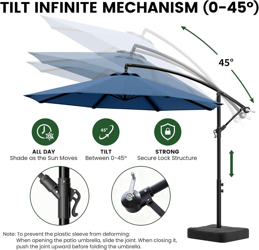 10FT Cantilever Offset Outdoor Patio Umbrella with Base Included