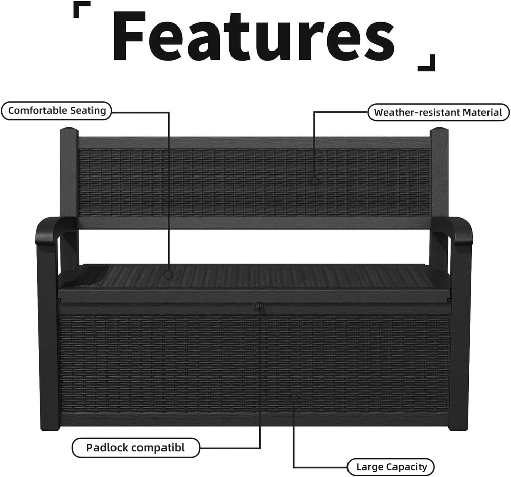 ROJIK 80 Gallon Storage Bench Deck Box Outdoor with Armrests,Storage Furnitur...