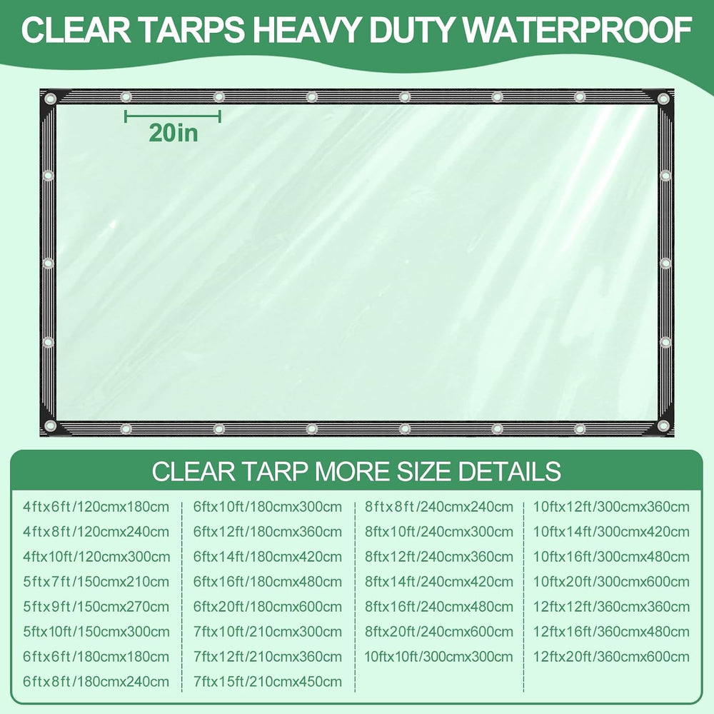 Clear Tarp 6x10ft Heavy Duty Waterproof Clear Tarps 14Mil Thickened PVC