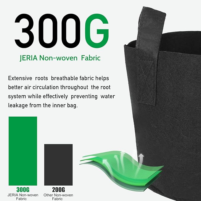 JERIA 12-Pack 30 Gallon Grow Bags, 300G Thickened Nonwoven Garden Pots,Heavy ...