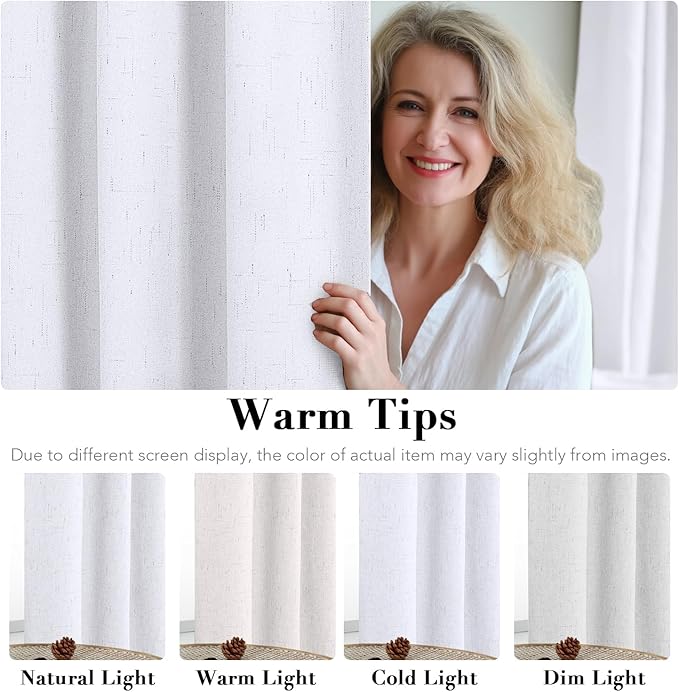 H.VERSAILTEX Linen Blackout Curtains 54 Inches Long 100% Blackout Thermal Ins...