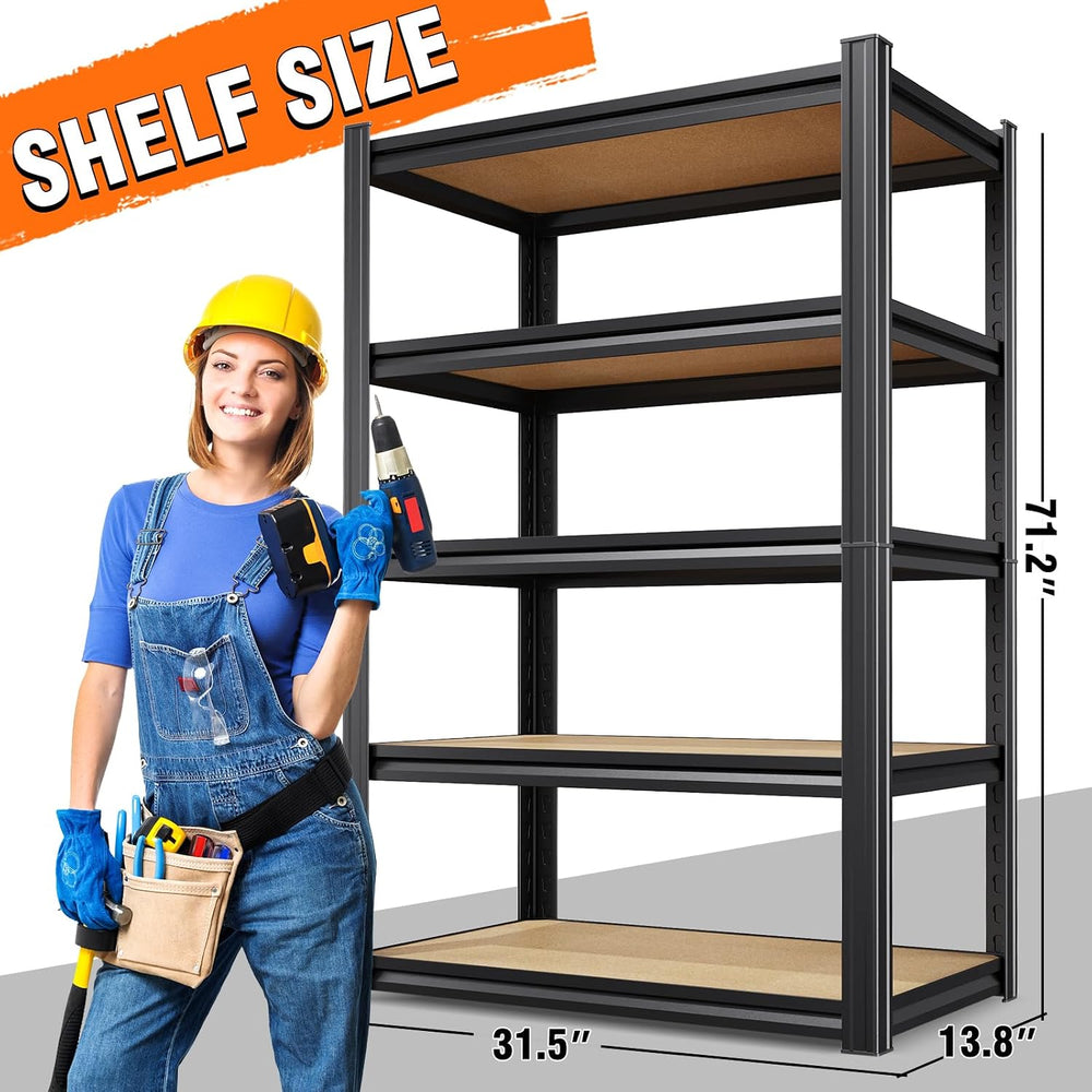 71"H Garage Shelving-5 Tier Garage Storage Shelves,Adjustable Heavy Duty...