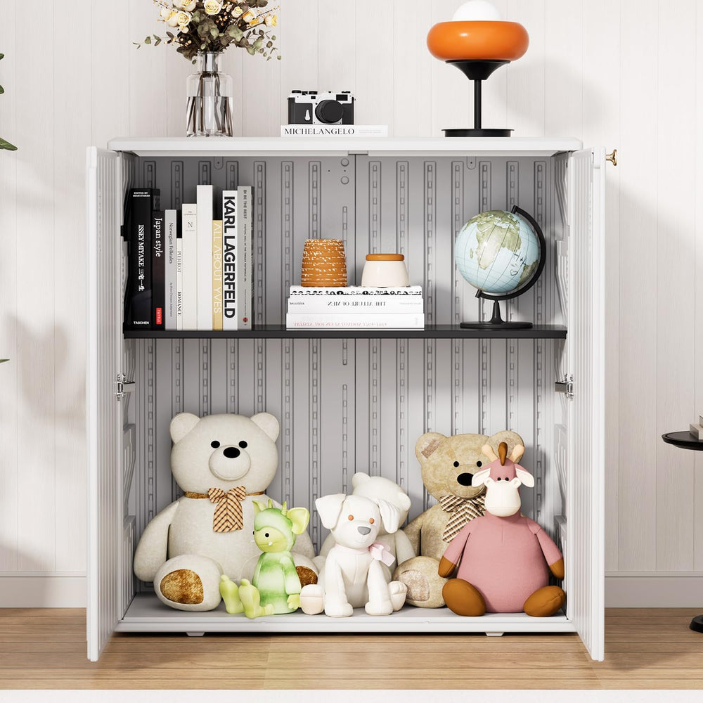 HOMSPARK Indoor/Outdoor Storage Cabinet with Doors and Shelf, 34”x15”x36” HDP...