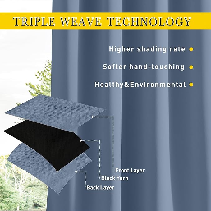 NICETOWN 2 Panels Outdoor Curtains Waterproof Pocket & Back Tab on Top &a...